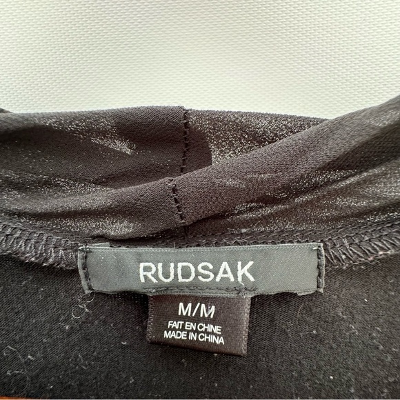 RUDSAK Black Goth Mini Dress Halter Ruffles Chiffon Sheer - Picture 4 of 16